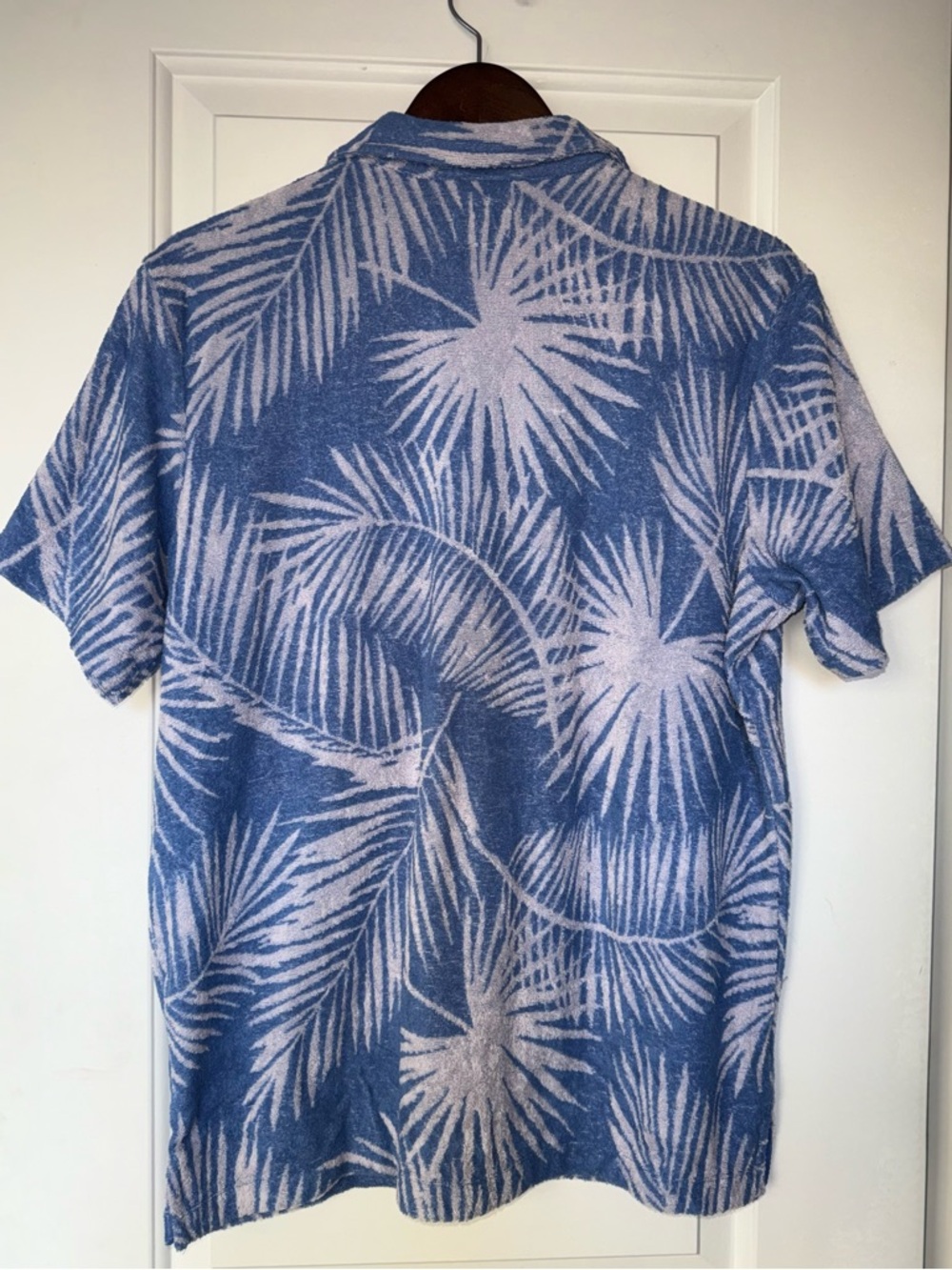 Marine Layer NWT Blue Frond Terry Out Jacquard Resort Shirt - Picture 4 of 8